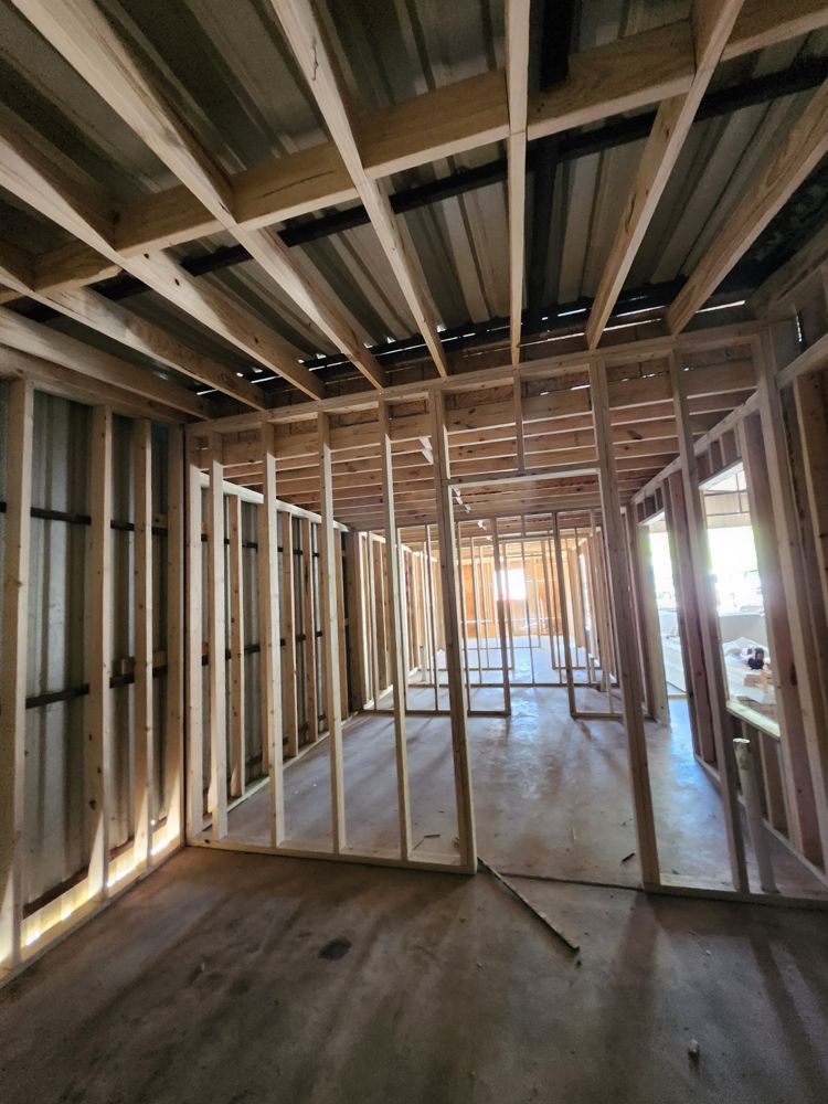 New rooms framed inside a metal building