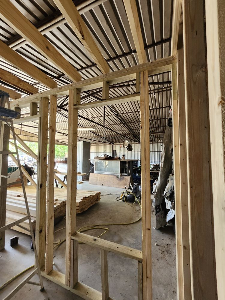 Wall framing with a door opening