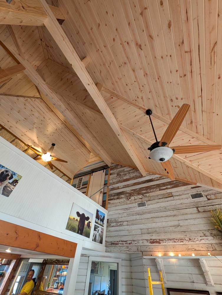 New pine ceiling, before stain